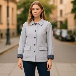 J Jill 100% Silk Embroidered Quilted Lavender Jacket Size Small